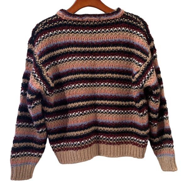 Anthropologie Elsamanda Chunky Stripe Knit Alpaca Wool Blend Sweater Italy NWT - Picture 3 of 7